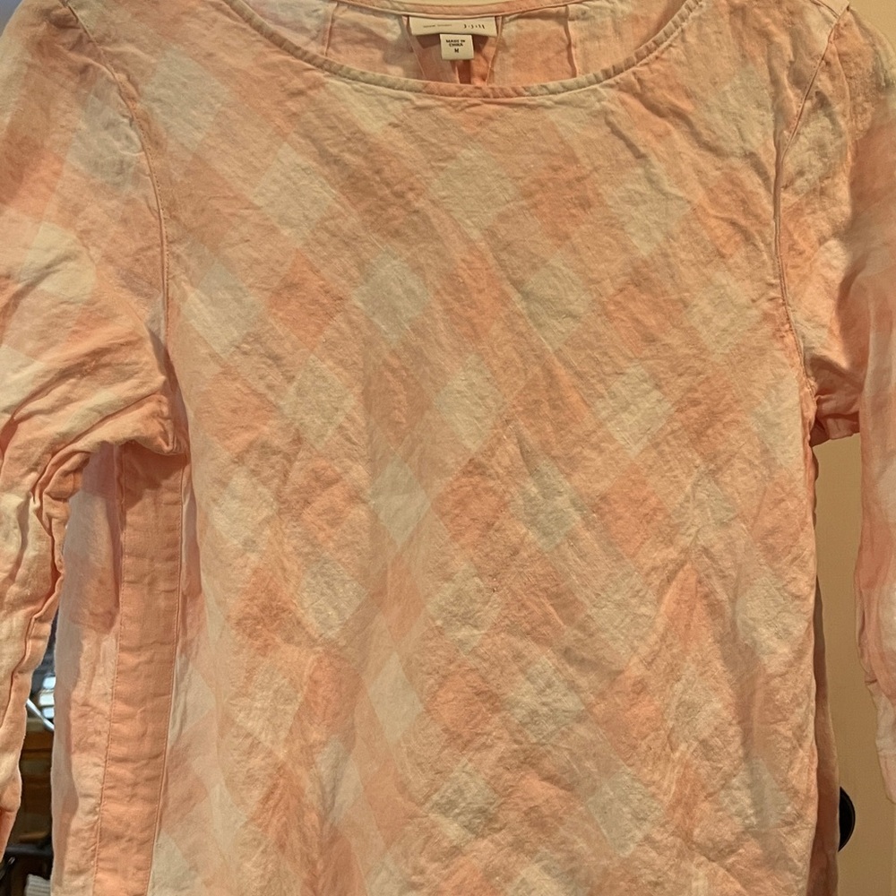J. Jill Pink and White Linen Top